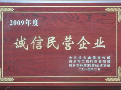 2009年度誠(chéng)信民營(yíng)企業(yè)