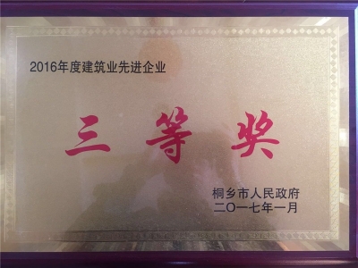 2016年度建筑業(yè)先進企業(yè)三等獎